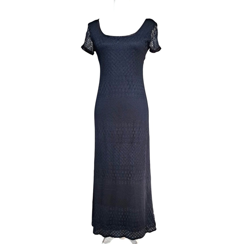 Breakin' Loose Maxi Dress Women 7/8 Blue Vintage Lace Stretch USA